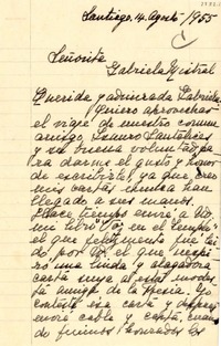 [Carta] 1955 ago. 14, Santiago, [Chile] [a] Gabriela Mistral