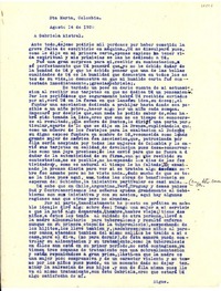 [Carta] 1938 ago. 14, Sta. María, Colombia [a] Gabriela Mistral