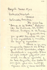 [Carta] 1949 mar. 1, Bogotá [a] Gabriela Mistral, México