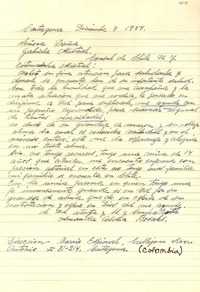 [Carta] 1954 dic. 8, Cartagena, [Colombia] [a] Gabriela Mistral, N. Y., [Estados Unidos]