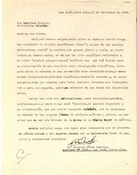 [Carta] 1945 dic. 23, San José, Costa Rica [a] Gabriela Mistral, Petrópolis, Brasil