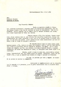 [Carta] 1950 nov. 4, Barrancabermeja, [Colombia] [a] Gabriela Mistral, Santiago, Chile