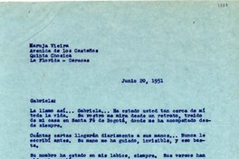 [Carta] 1951 jun. 20, Caracas [a] Gabriela Mistral