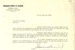 [Carta] 1951 jul. 20, Génova, Italia [a] Gabriela Mistral, Rapallo