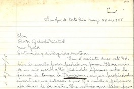 [Carta] 1955 jun. 2, San José, Costa Rica [a] Gabriela Mistral, New York
