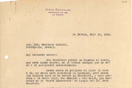 [Carta] 1942 mayo 21, La Habana, [Cuba] [a] Gabriela Mistral, Petrópolis, Brasil