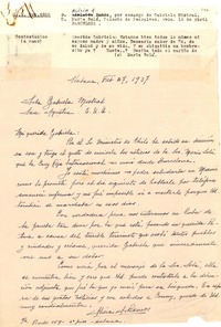 [Carta] 1937 feb. 27, La Habana [a] Gabriela Mistral, San Agustín, EE.UU