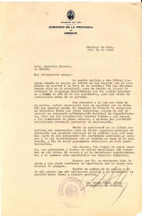 [Carta] 1938 dic. 13, Santiago de Cuba [a] Gabriela Mistral, La Habana