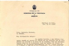 [Carta] 1938 dic. 13, Santiago de Cuba [a] Gabriela Mistral, La Habana