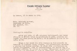 [Carta] 1946 mar. 26, La Habana, Cuba [a] Gabriela Mistral, Consulado de Chile, Los Angeles, Cal., [EE.UU.]