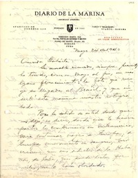 [Carta] 1940 mayo. 24, La Habana, Cuba [a] Gabriela Mistral