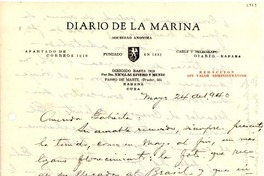 [Carta] 1940 mayo. 24, La Habana, Cuba [a] Gabriela Mistral