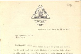 [Carta] 1947 mayo. 5, Marianao, [Cuba] [a] Gabriela Mistral, California