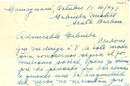 [Carta] 1948 oct. 18, Camajuaní, [Cuba] [a] Gabriela Mistral, Santa Bárbara