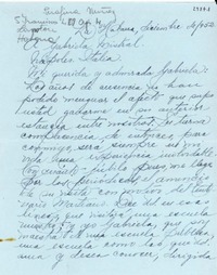 [Carta] 1952 dic., La Habana, Cuba [a] Gabriela Mistral, Nápoles, Italia