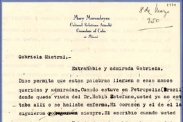 [Carta] 1950 mar. 8, Miami [a] Gabriela Mistral