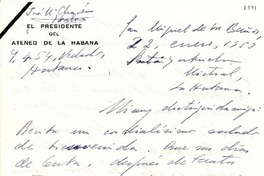 [Carta] 1953 ene. 22, San Miguel de Los Baños, La Habana, Cuba [a] Gabriela Mistral, La Habana, Cuba