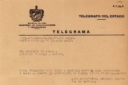 Telegrama 1953 sept. 23, La Habana, Cuba [al] Sr. Ministro de Chile, Legación de Chile