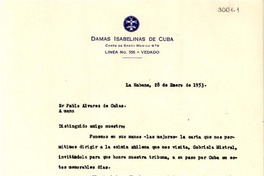 [Carta] 1953 ene. 28, La Habana, Cuba [a] Pablo Álvarez de Cañas