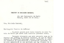 [Carta] 1953 ene. 29, Habana, [Cuba] [a] Gabriela Mistral