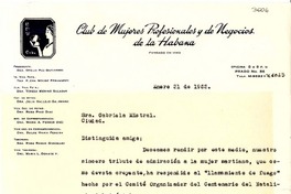 [Carta] 1953 ene. 31, La Habana, [Cuba] [a] Gabriela Mistral, [La Habana], [Cuba]