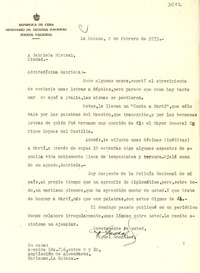 [Carta] 1953 feb. 2, Marianao, La Habana, [Cuba] [a] Gabriela Mistral, [La Habana], [Cuba]