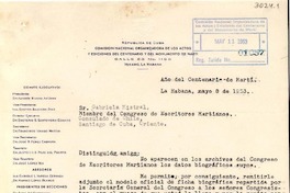 [Carta] 1953 mayo. 5, La Habana [a] Gabriela Mistral, Santiago de Cuba