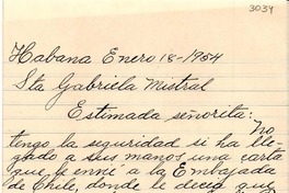 [Carta] 1954 ene. 18, La Habana [a] Gabriela Mistral