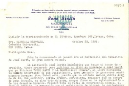 [Carta] 1954 oct. 23, Havana, Cuba [a] Gabriela Mistrale [i.e. Mistral], Columbia University, New York, EE.UU.