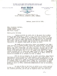[Carta] 1955 ene. 20, Habana, [Cuba] [a] Gabriela Mistral, Spruce Street, Roslyn Harbor, L. Y., New York, [EE.UU.]