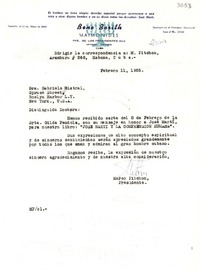 [Carta] 1955 feb. 11, Habana, Cuba [a] Gabriela Mistral, Spruce Street, Roslyn Harbor, L. Y., New York, [EE.UU.]