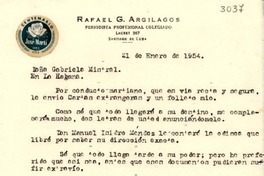 [Carta] 1954 ene. 21, Santiago de Cuba [a] Gabriela Mistral, La Habana