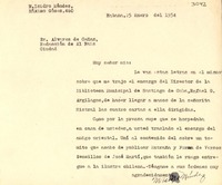 [Carta] 1954 ene. 25, La Habana [a] Sr Alvarez de Cañas, La Habana