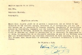 [Carta] 1938 ago. 24, Salitre, [Ecuador] [a] Gabriela Mistral, Guayaquil