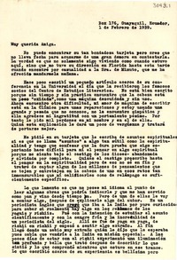 [Carta] 1939 feb. 1, Guayaquil, Ecuador [a] Gabriela Mistral