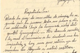 [Carta] [1938?], Cuenca, Ecuador [a] Gabriela Mistral, Guayaquil, [Ecuador]
