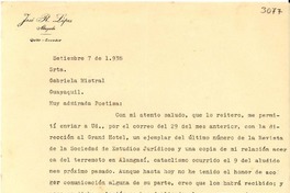 [Carta] 1938 sept. 7, Quito, Ecuador [a] Gabriela Mistral, Guayaquil