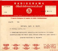 [Telegrama] 1945 nov. 17, Guayaquil, [Ecuador] [a] Gabriela Mistral, Rio, Brasil