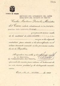 [Carta] 1949 oct. 22, Quito, [Ecuador] [a] Gabriela Mistral