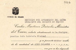 [Carta] 1949 oct. 22, Quito, [Ecuador] [a] Gabriela Mistral