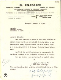 [Carta] 1946 ene. 9, Guayaquil [a] Gabriela Mistral