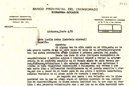 [Carta] 1952 jun. 4, Riobamba, Ecuador [a] Lucila Godoy, Rapallo, [Italia]