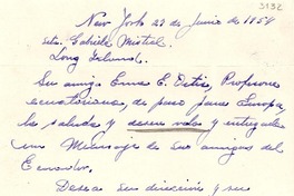 [Carta] 1954 jun. 27, New York, [EE.UU.] [a] Gabriela Mistral, Long Island, [EE.UU.]