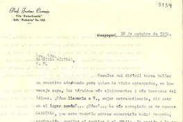 [Carta] 1954 oct. 10, Guayaquil, [Ecuador] [a] Gabriela Mistral