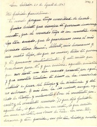 [Carta] 1943 ago. 20, San Salvador, El Salvador [a] Gabriela Mistral