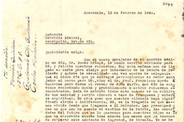 [Carta] 1945 feb. 12, Guatemala [a] Gabriela Mistral, Petrópolis, Est. de Río, [Brasil]