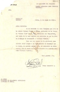 [Carta] 1948 jun. 14, Ambato, Ecuador [a] Ministro de Relaciones exteriores de Chile