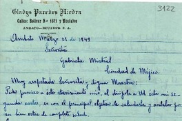 [Carta] 1949 mar. 21, Ambato, [Ecuador] [a] Gabriela Mistral, Ciudad de México