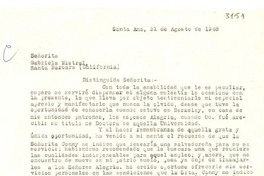 [Carta] 1948 ago. 31, Santa Ana, El Salvador [a] Gabriela Mistral, Santa Bárbara, California