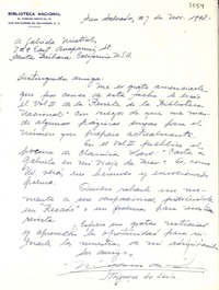 [Carta] 1948 nov. 29, San Salvador [a] Gabriela Mistral, Santa Bárbara, California